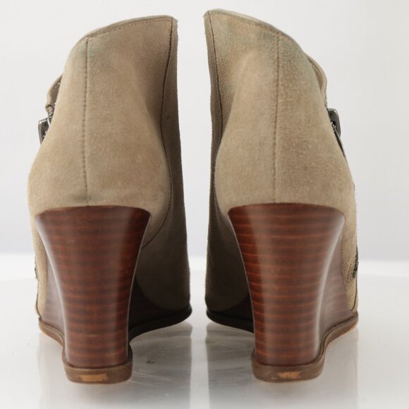 1.STATE Womens Kaleb Boot Size 9 Tan Taupe Suede Wedge Heel Zip Up Bootie - Picture 6 of 13